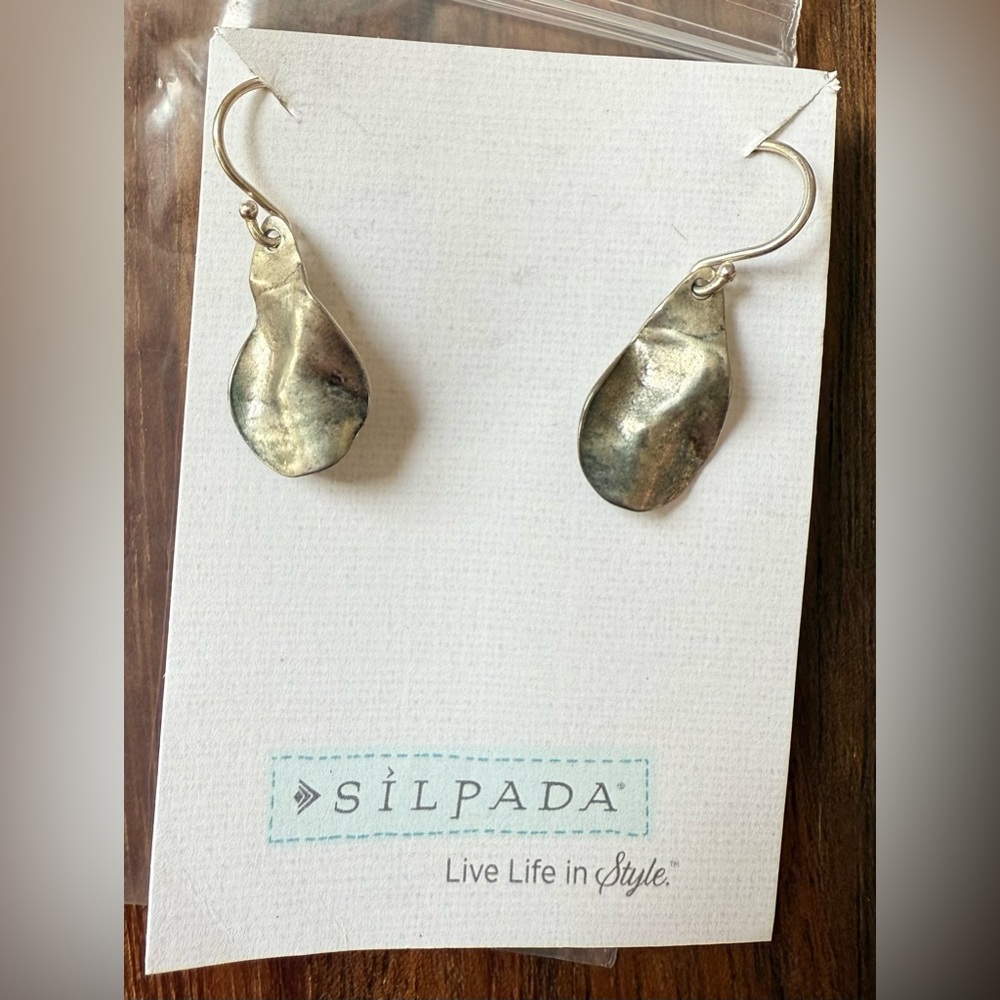 Silpada Israel Sterling Teardrop Wavy Earrings Dangle 925 New